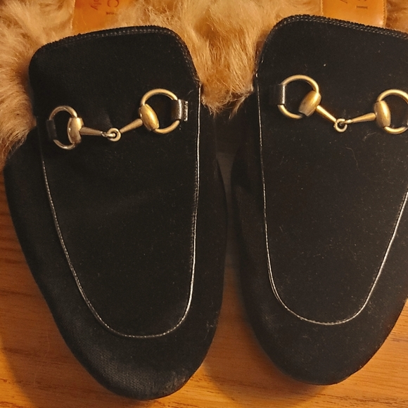 Gucci Princeton Black Velvet Slippers Size 11 mensm⁰